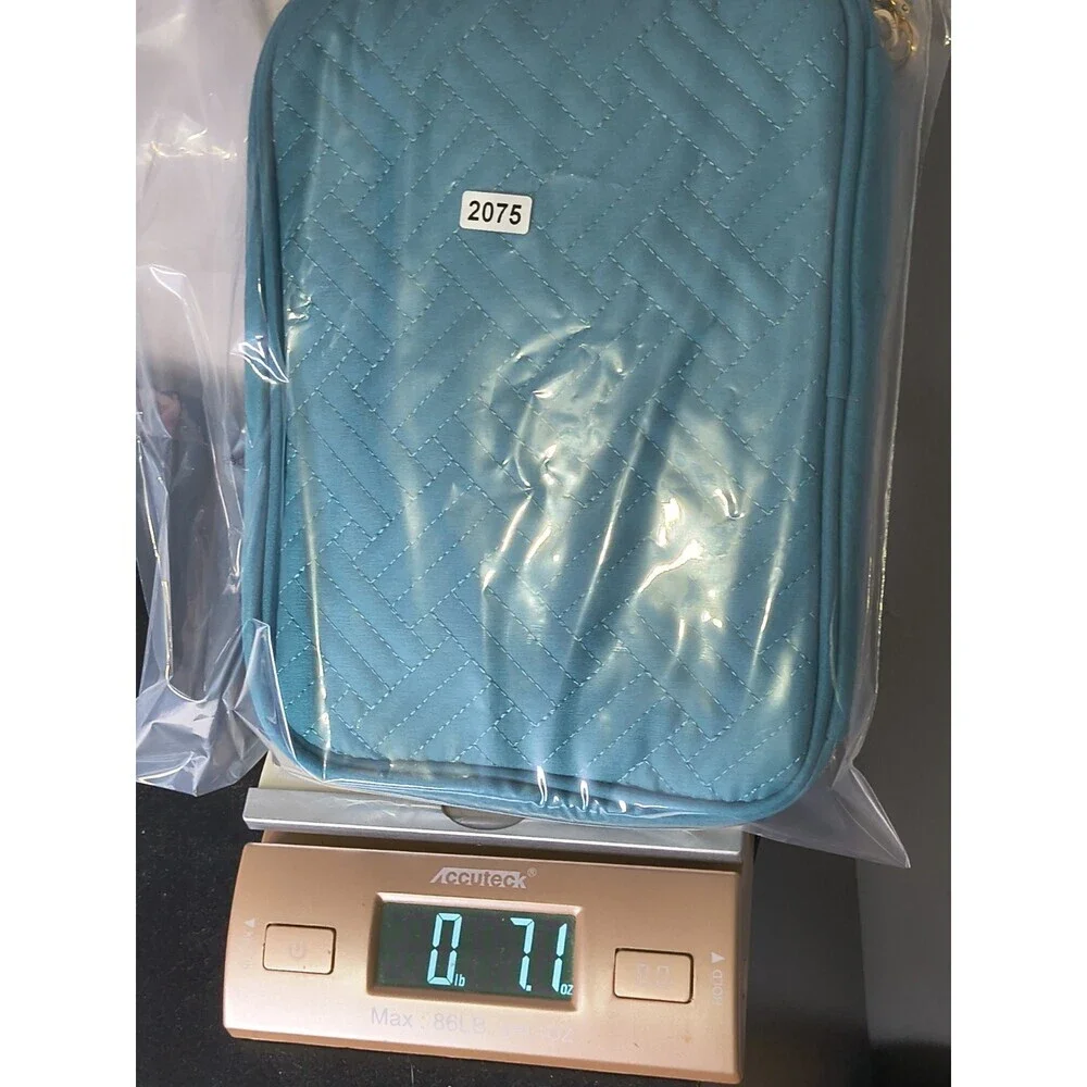 Teamoy Teal Quilted Basketweave Exterior Watch Band Storage Case